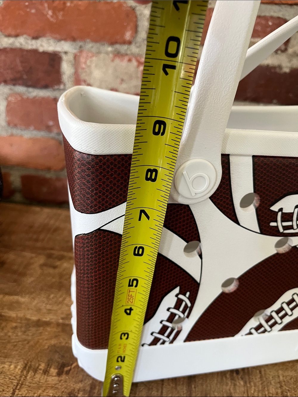 BOGG football Tote - Brown Football Print with White Trim - Picture 9 of 13